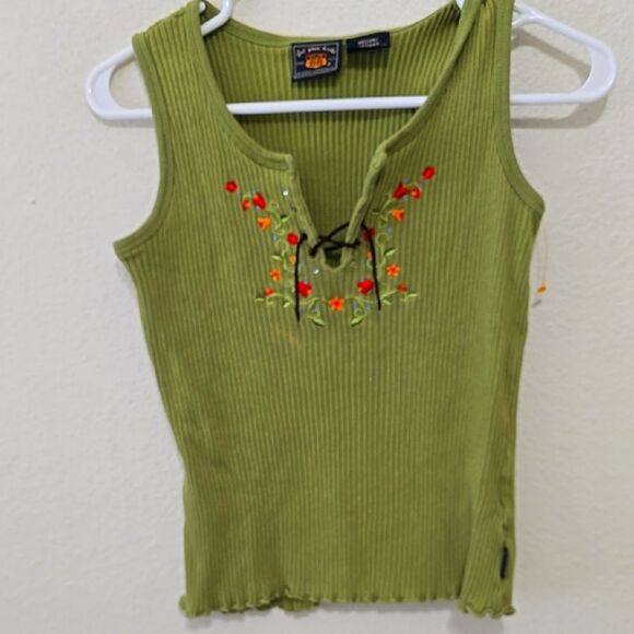 Route 66 Tops - Route 66 Vintage Embroidered Green Tank Top M